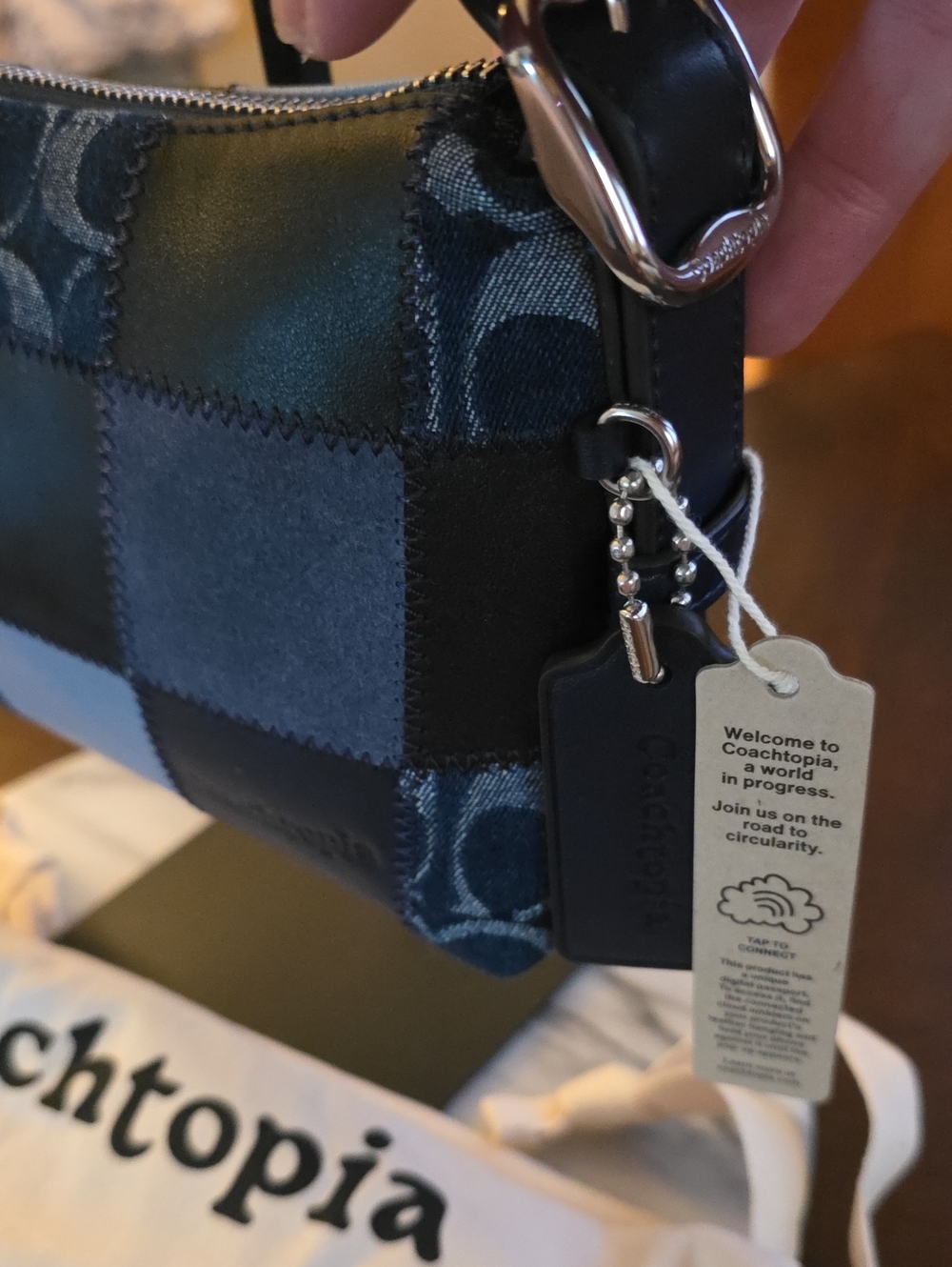 Coach NWT Coachtopia Denim Patchwork Shoulder Bag with Silver Hardware ๐ - Picture 5 of 16
